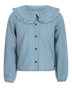 Meisjes blouse lange mouw blauw