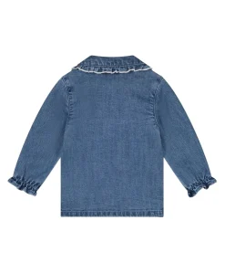 Meisjes blouse lange mouw blauw