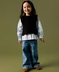Meisjes blouse lange mouw blauw