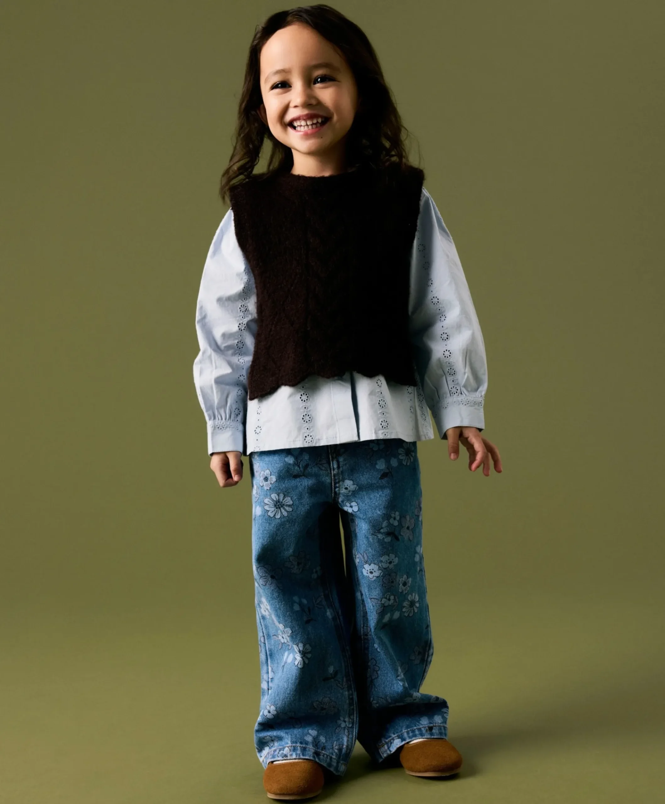 Meisjes blouse lange mouw blauw