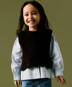 Meisjes blouse lange mouw blauw