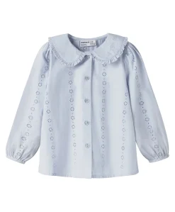 Meisjes blouse lange mouw blauw