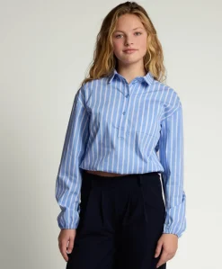 Meisjes blouse lange mouw blauw
