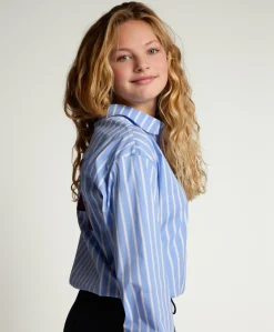 Meisjes blouse lange mouw blauw