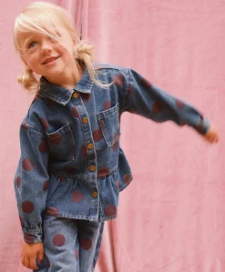 Meisjes blouse lange mouw blauw
