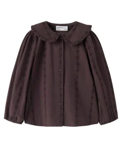 Meisjes blouse lange mouw bruin