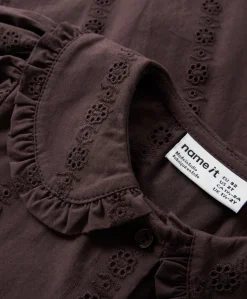 Meisjes blouse lange mouw bruin
