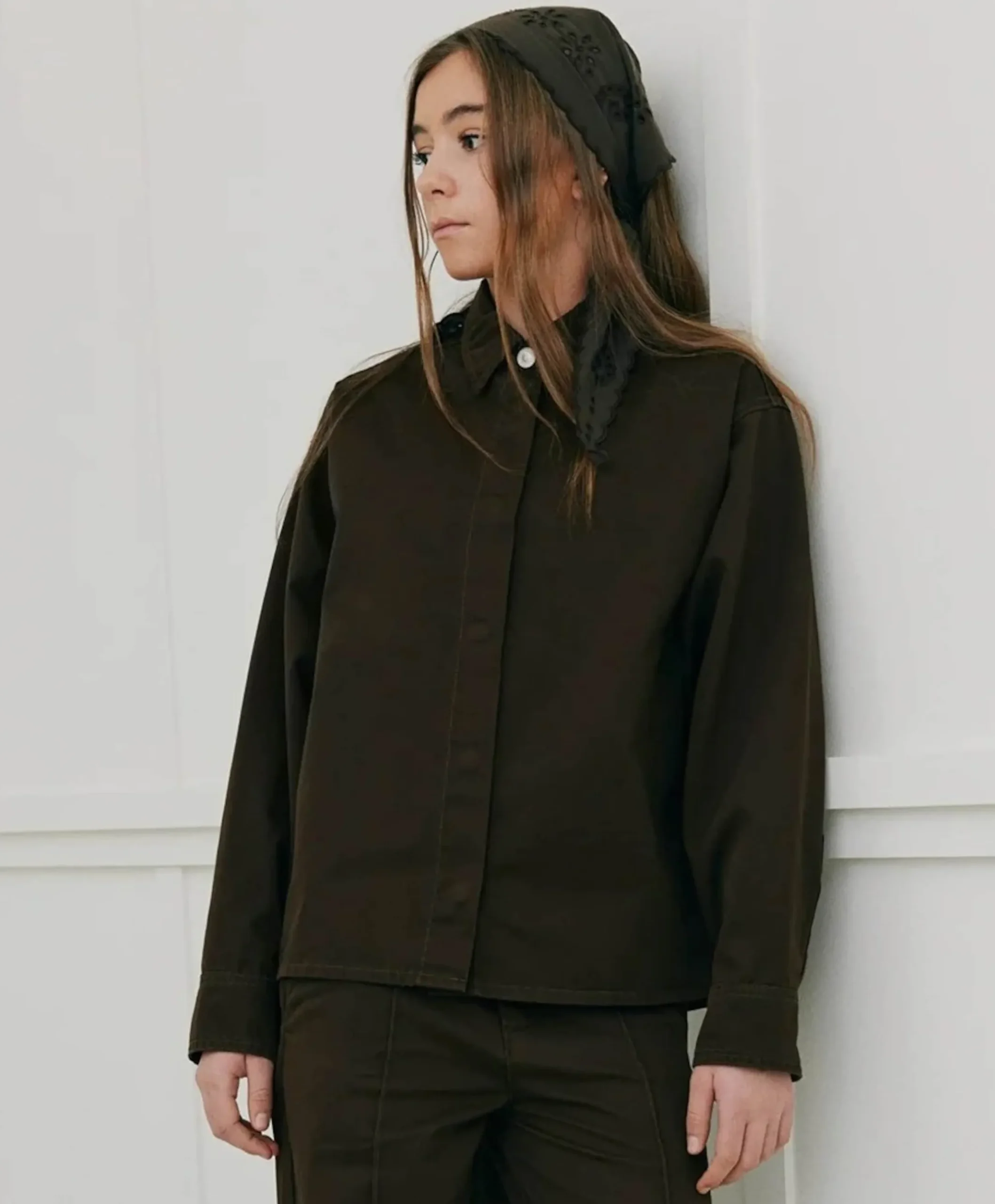 Meisjes blouse lange mouw bruin