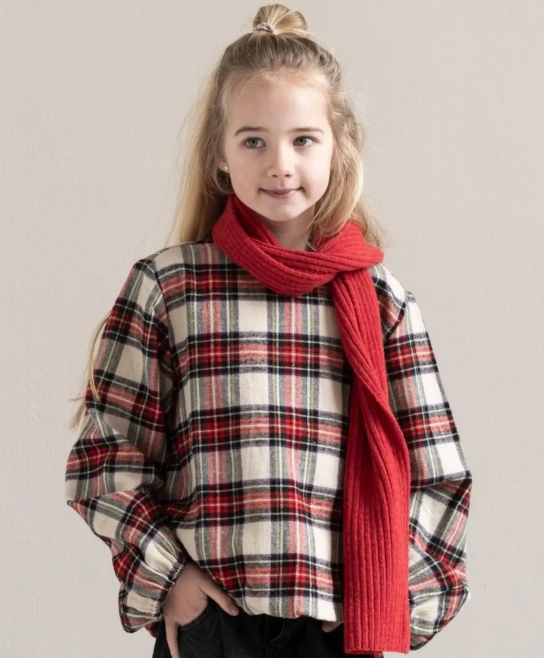 Meisjes blouse lange mouw rood
