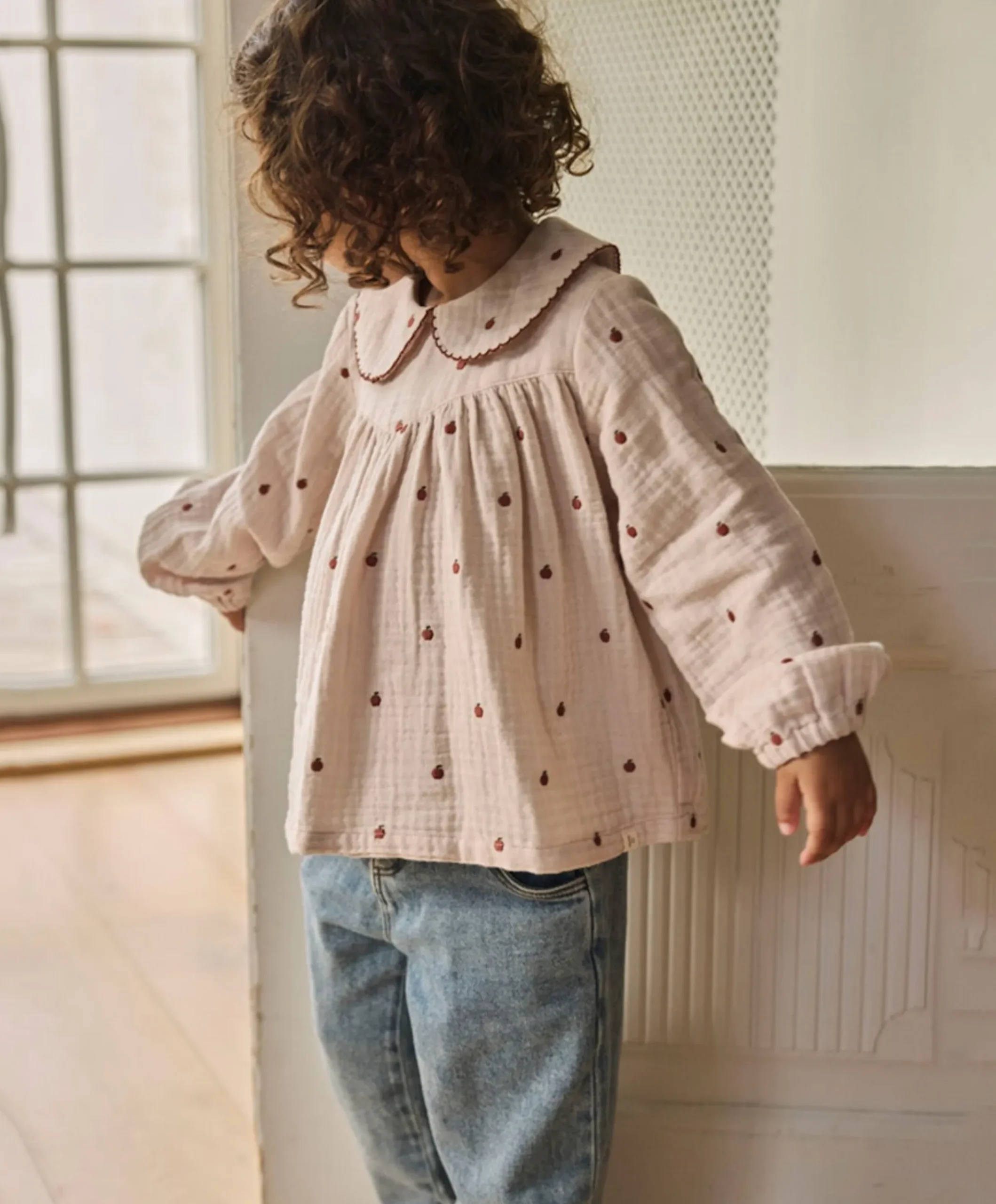 Meisjes blouse lange mouw roze