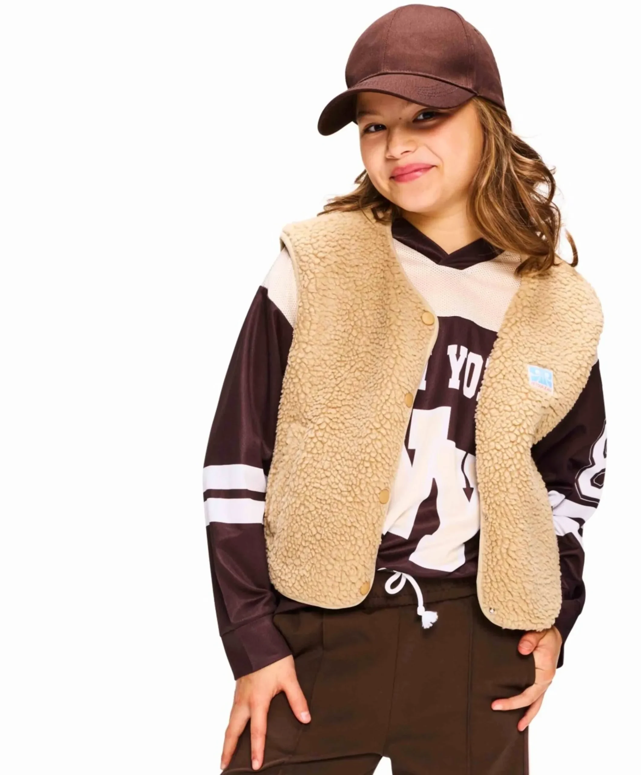 Meisjes bodywarmer beige