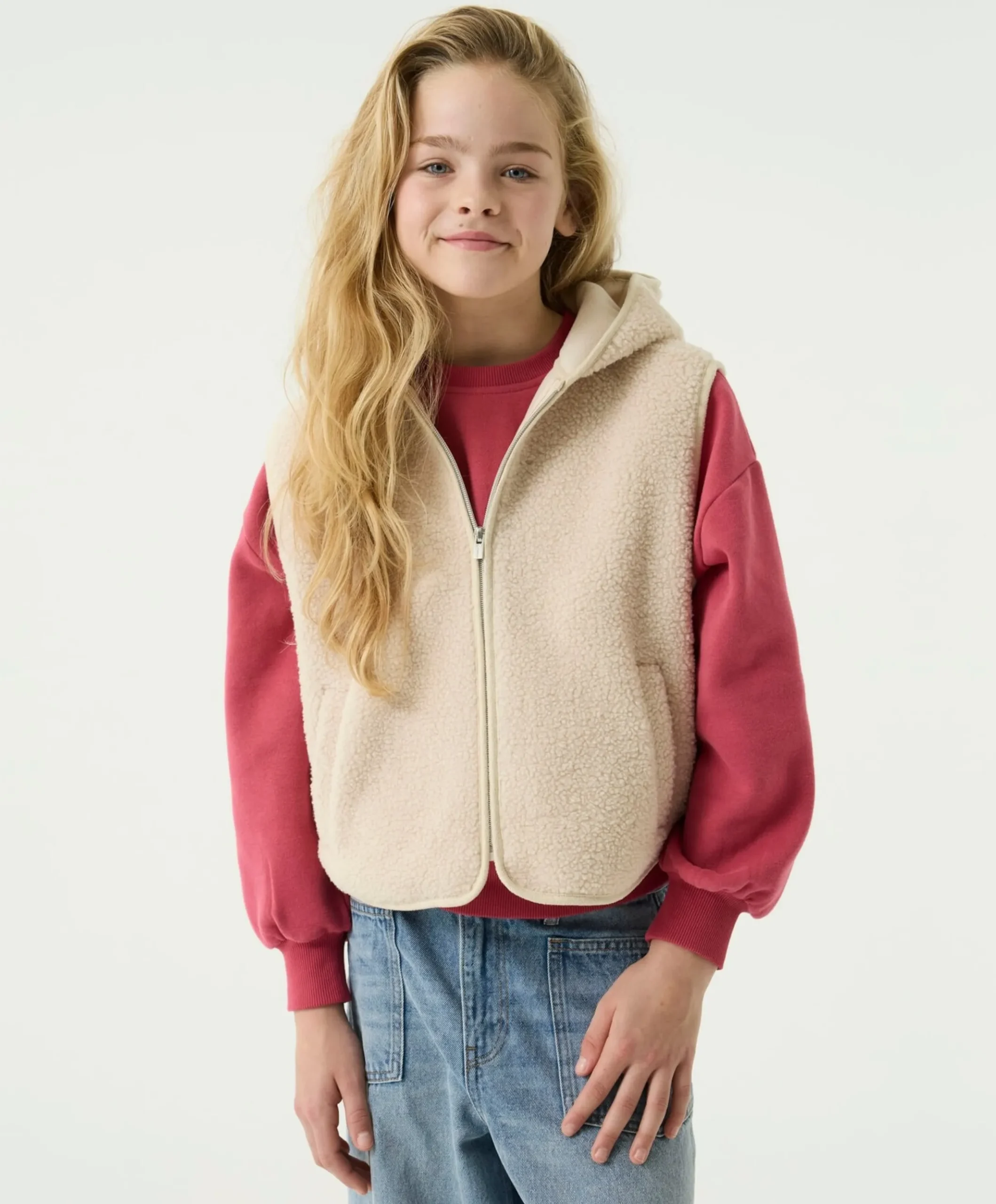 Meisjes gilet beige