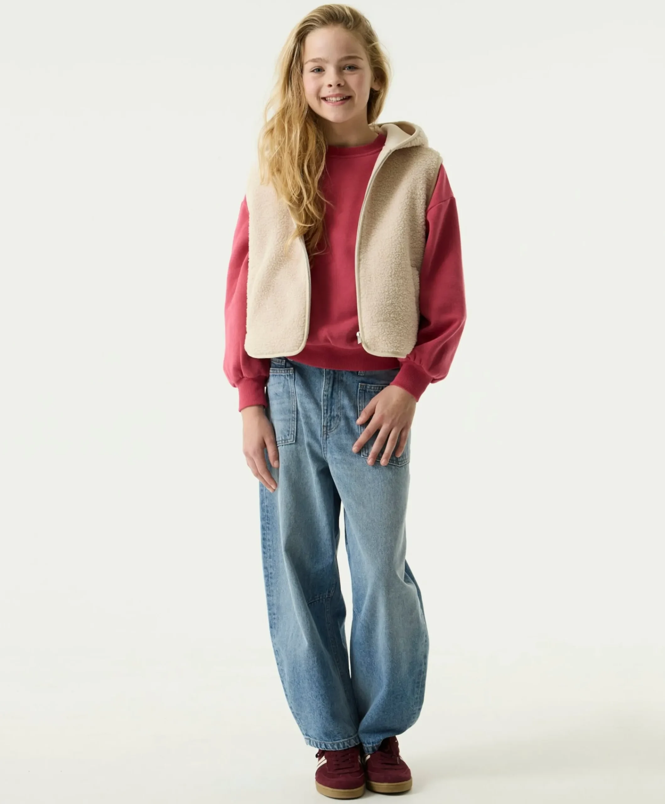 Meisjes gilet beige