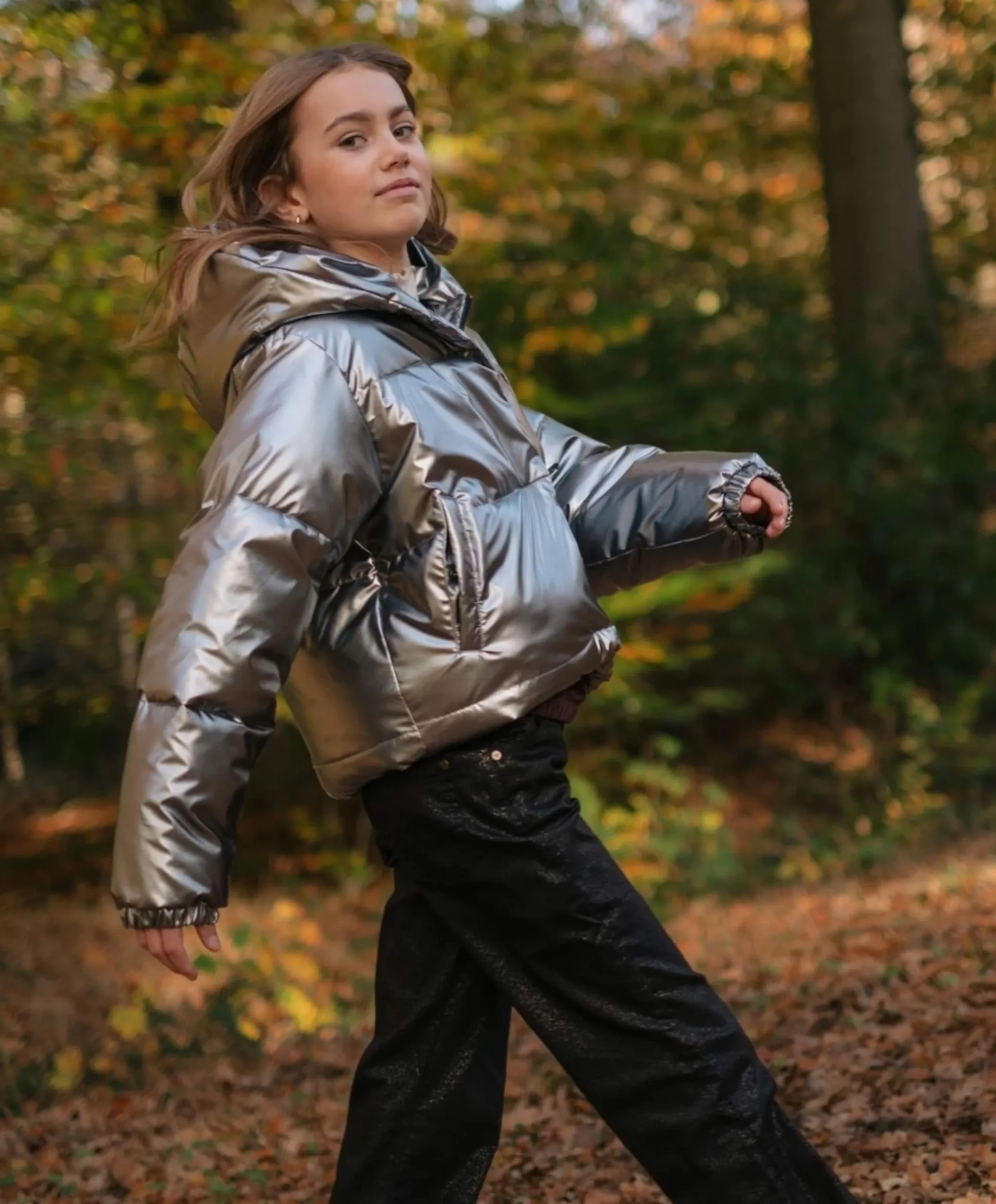 Meisjes jas zilver