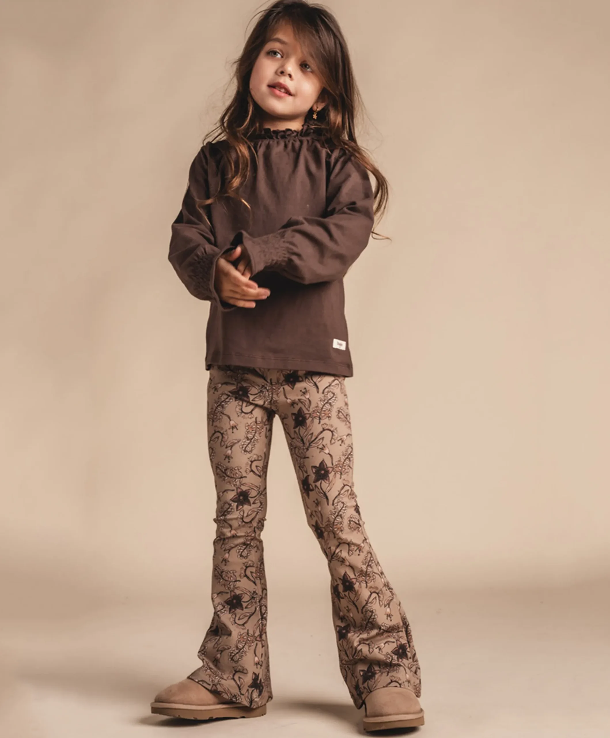 Meisjes longsleeve bruin