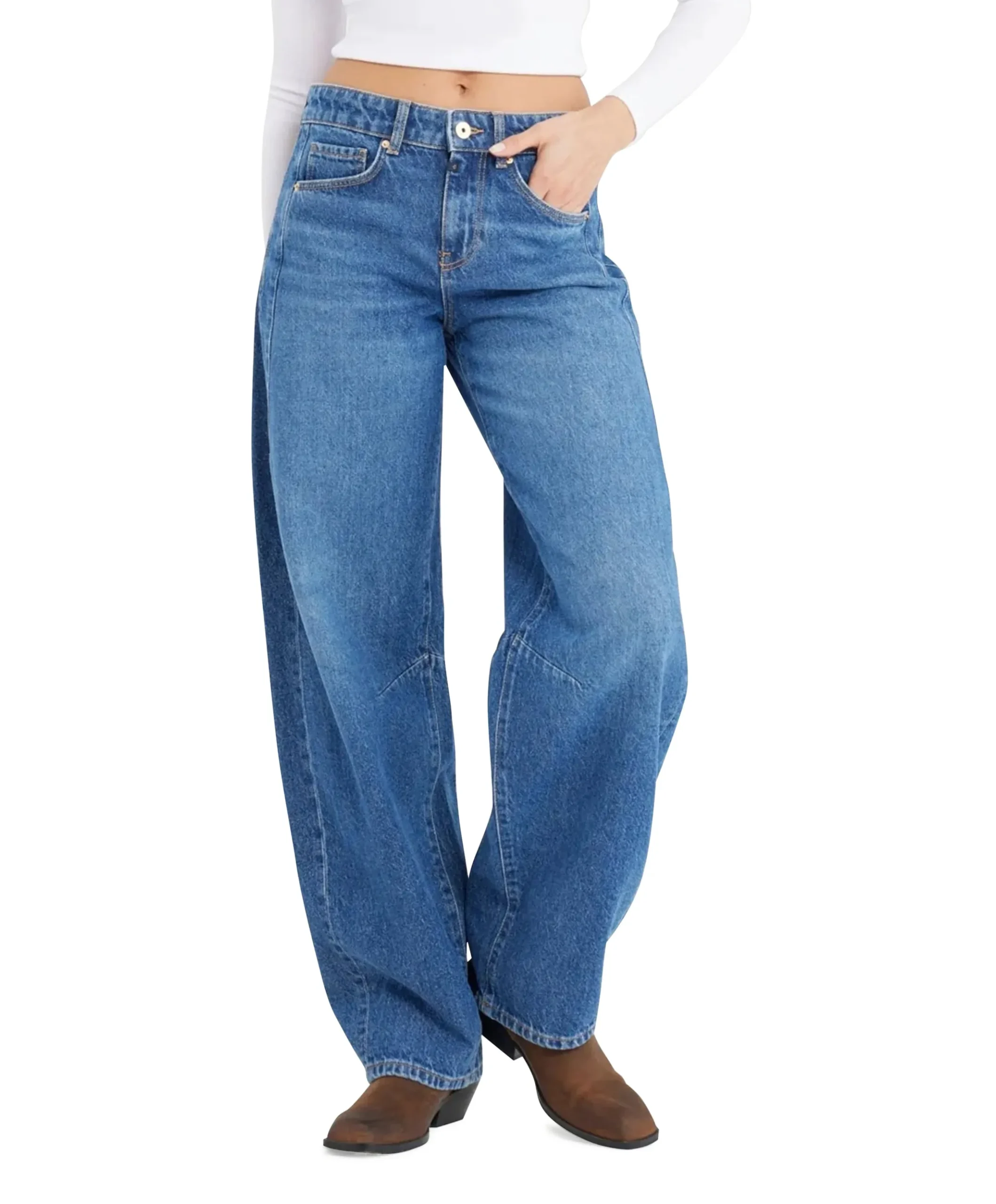 mid waist balloon jeans blauw