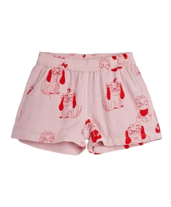Minibabies woven meisjes korte broek roze