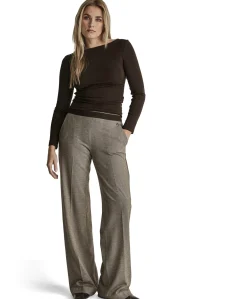 Mira (Elastic) - Knitted Jacquards dames broek bruin