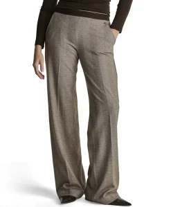 Mira (Elastic) - Knitted Jacquards dames broek bruin