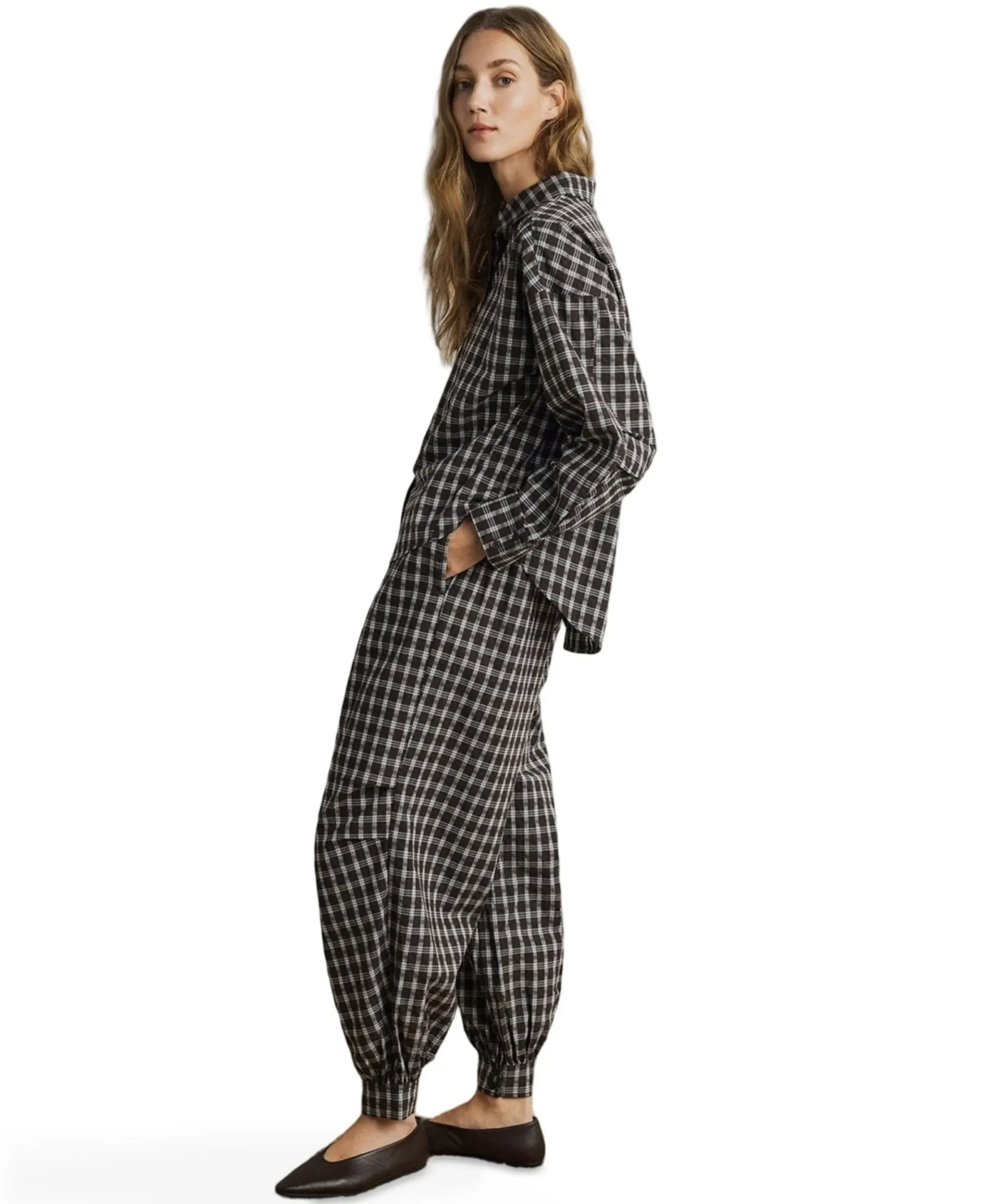 MSCHCarola Balloon CHK dames broek bruin