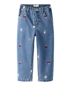 NMFBELLA BARREL EMB JEANS 4870-OV L meisjes jeans blauw