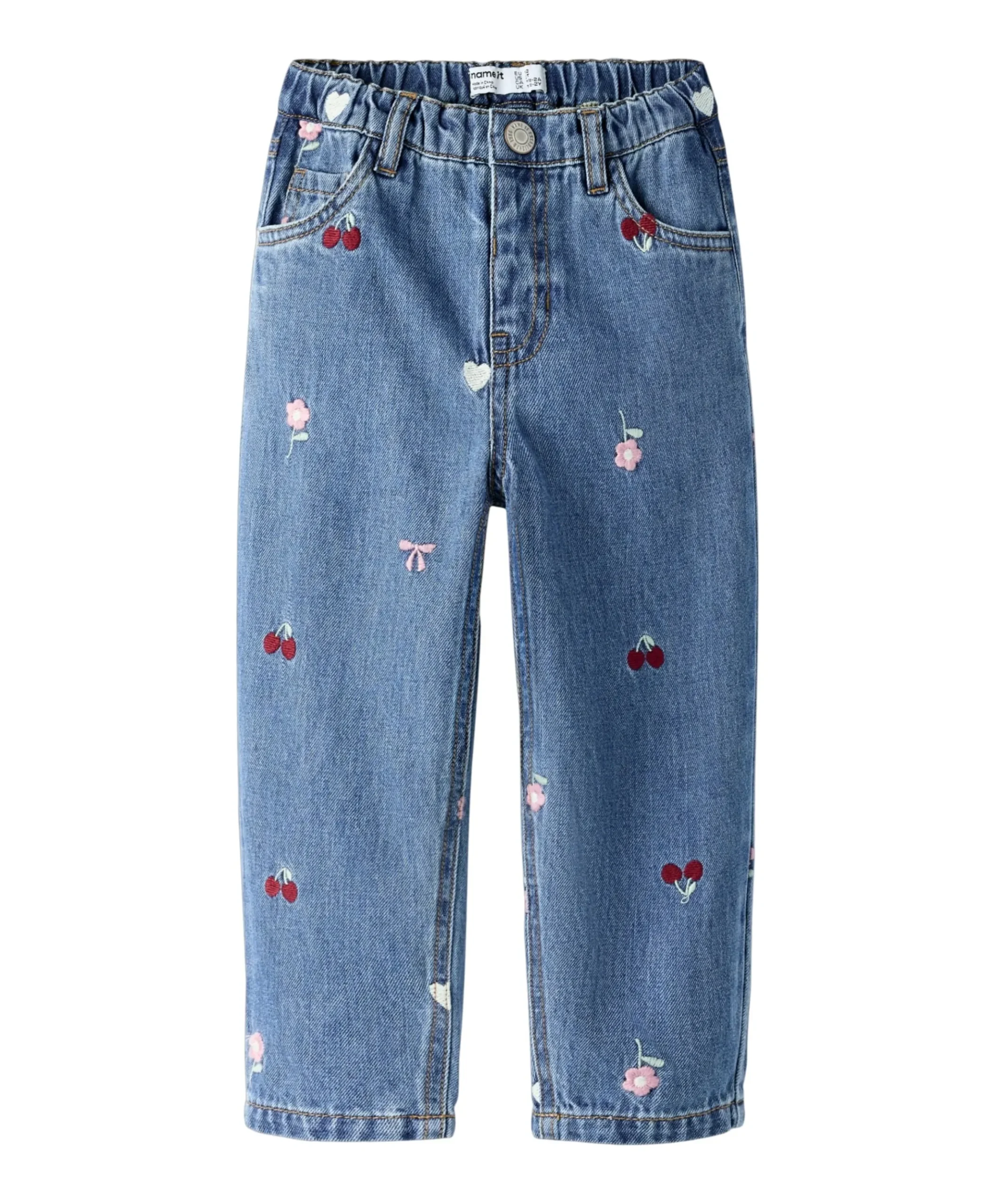 NMFBELLA BARREL EMB JEANS 4870-OV L meisjes jeans blauw