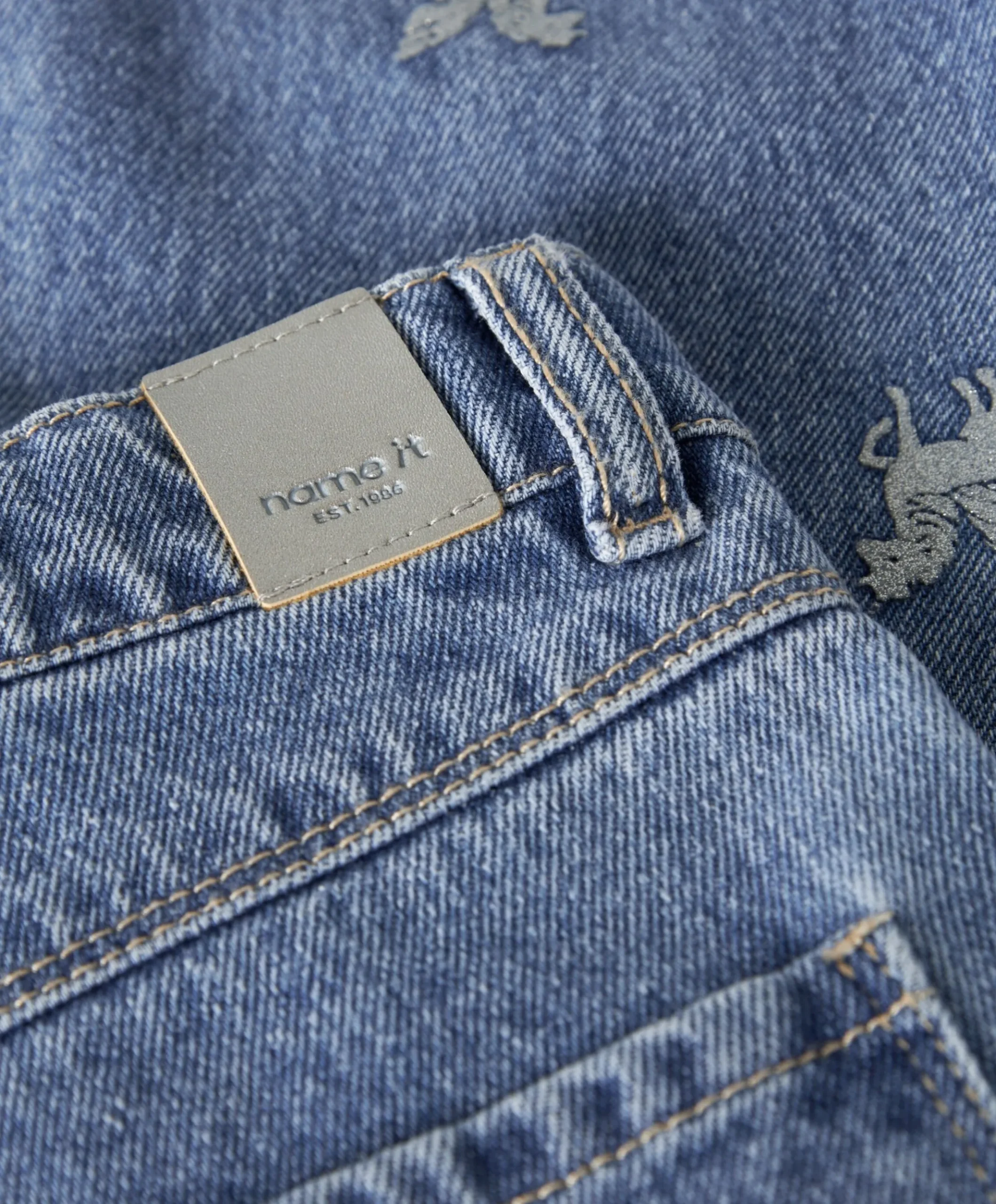 NMFBELLA BARREL GLITTER 4577- meisjes jeans blauw