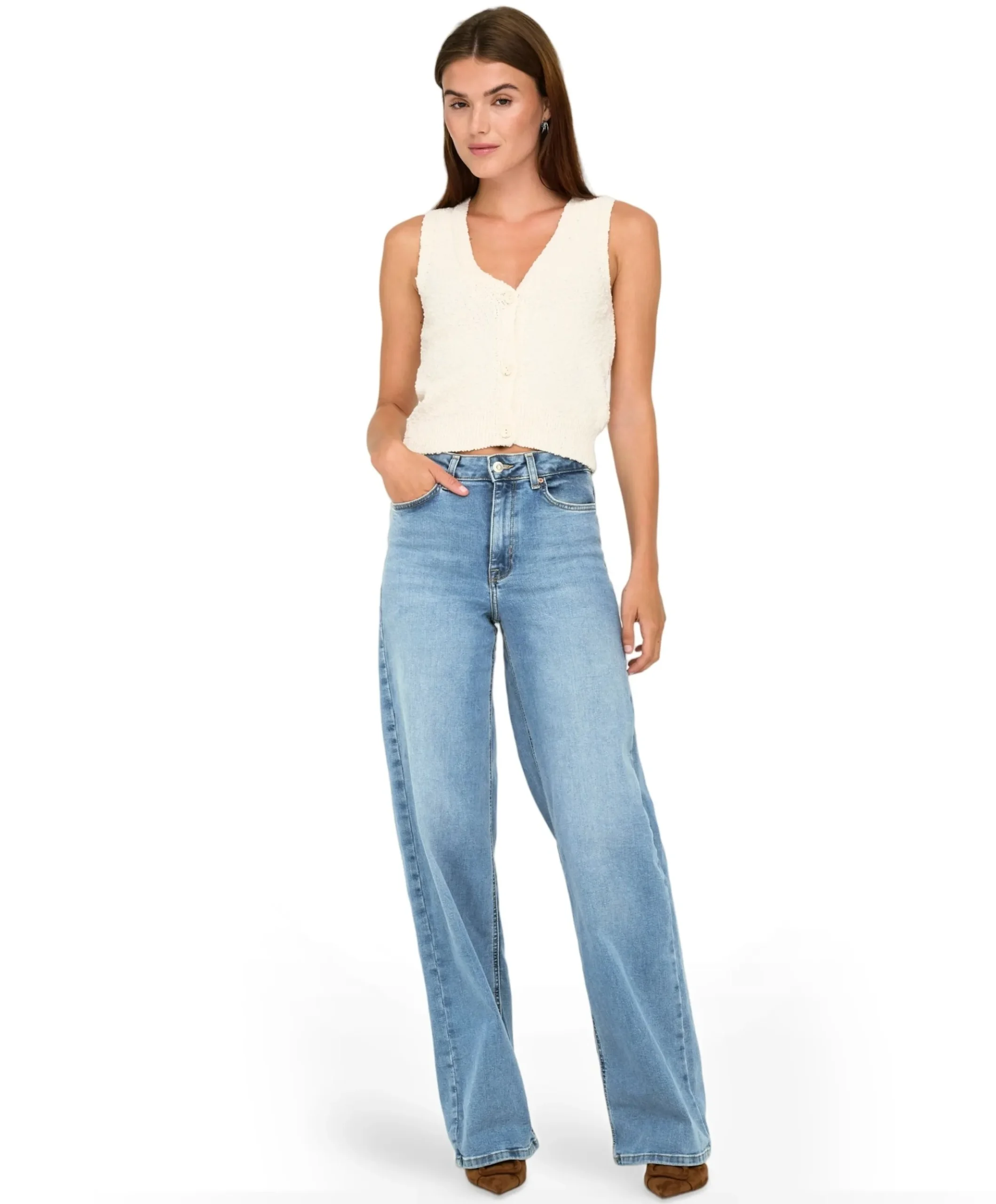 ONLMADISON BLUSH HW WIDE DNM CRO371 dames jeans blauw