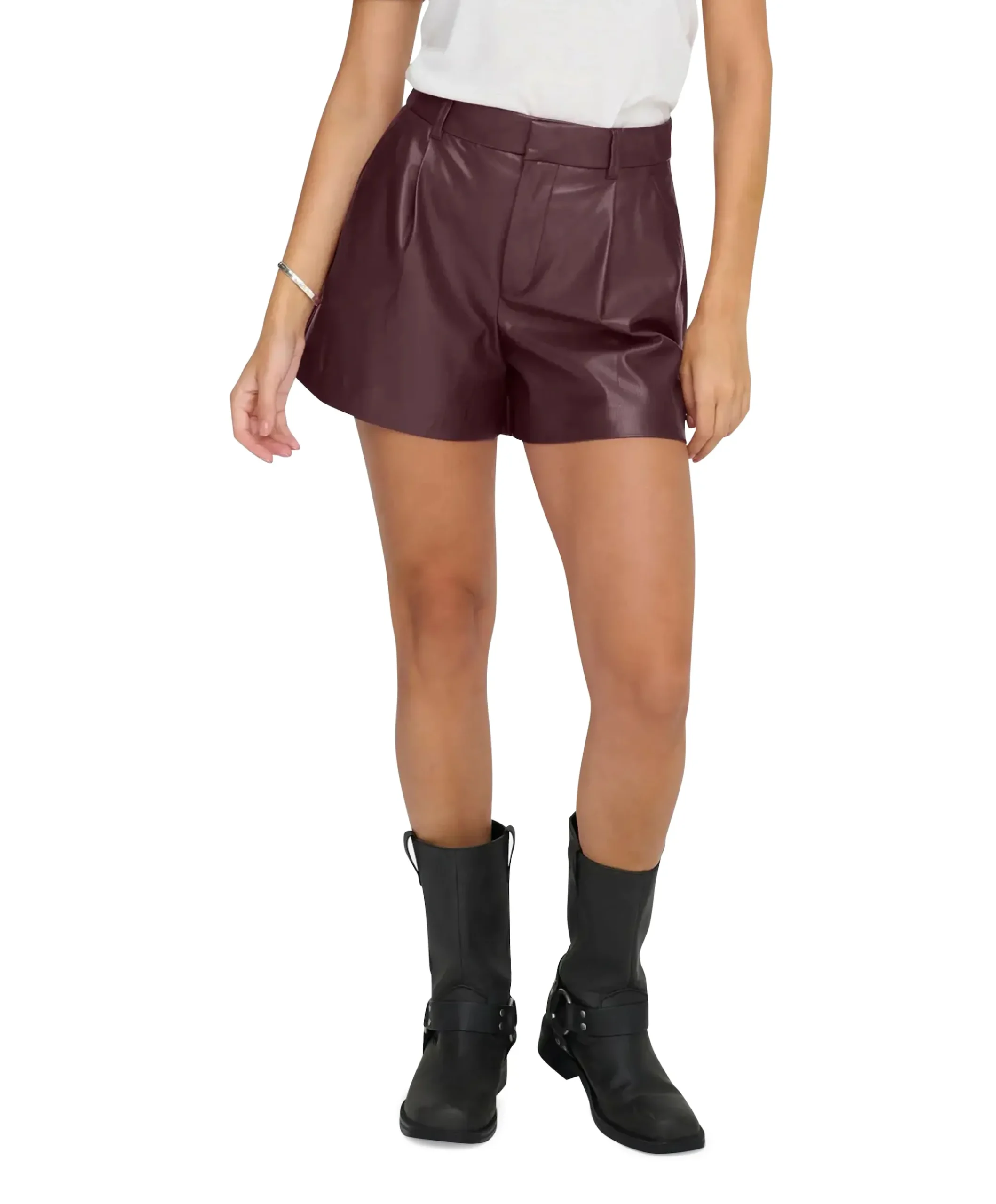 ONLSMOOTH HW FAUX LEA CC dames korte broek bruin