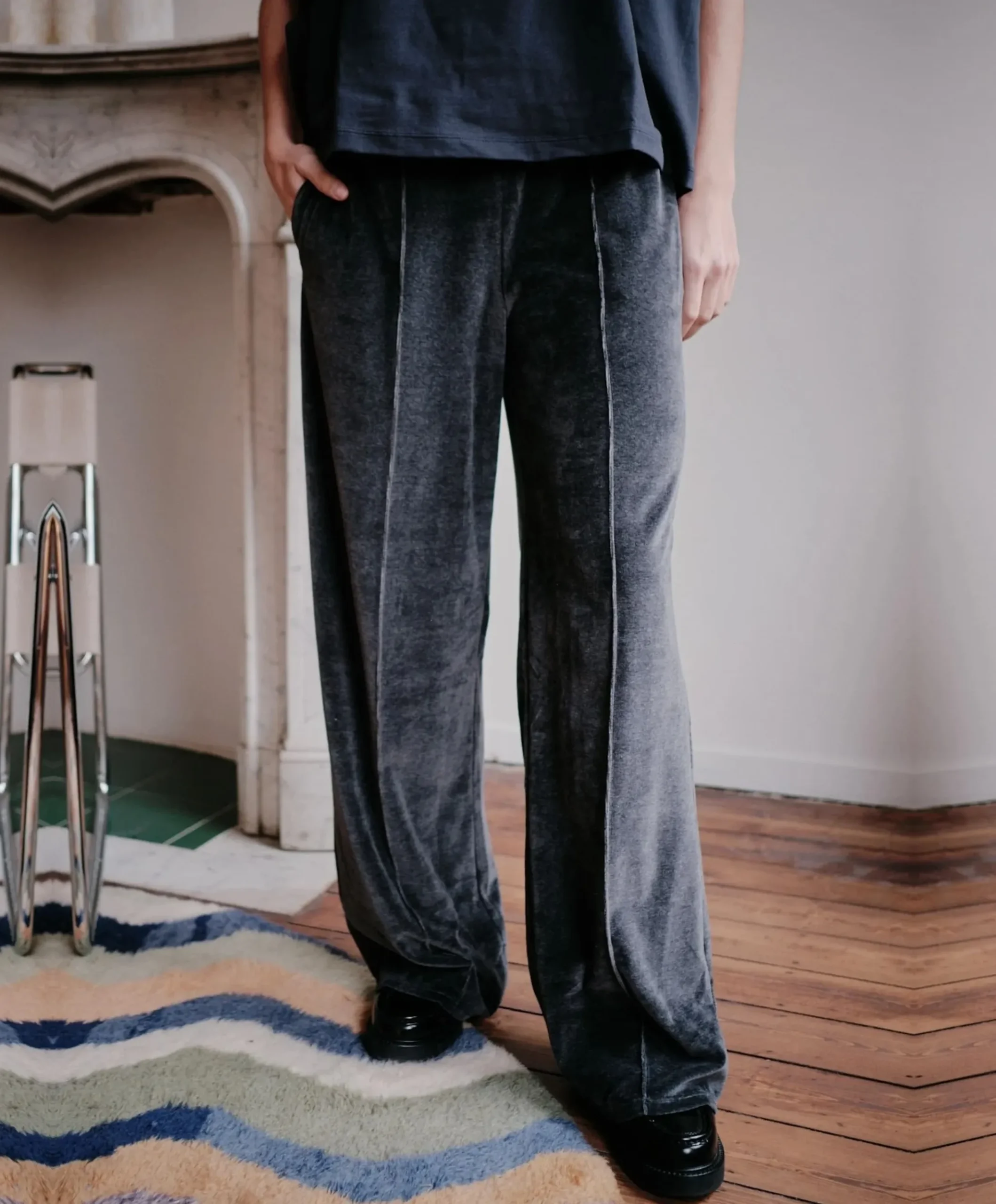 Pants Velour dames broek grijs