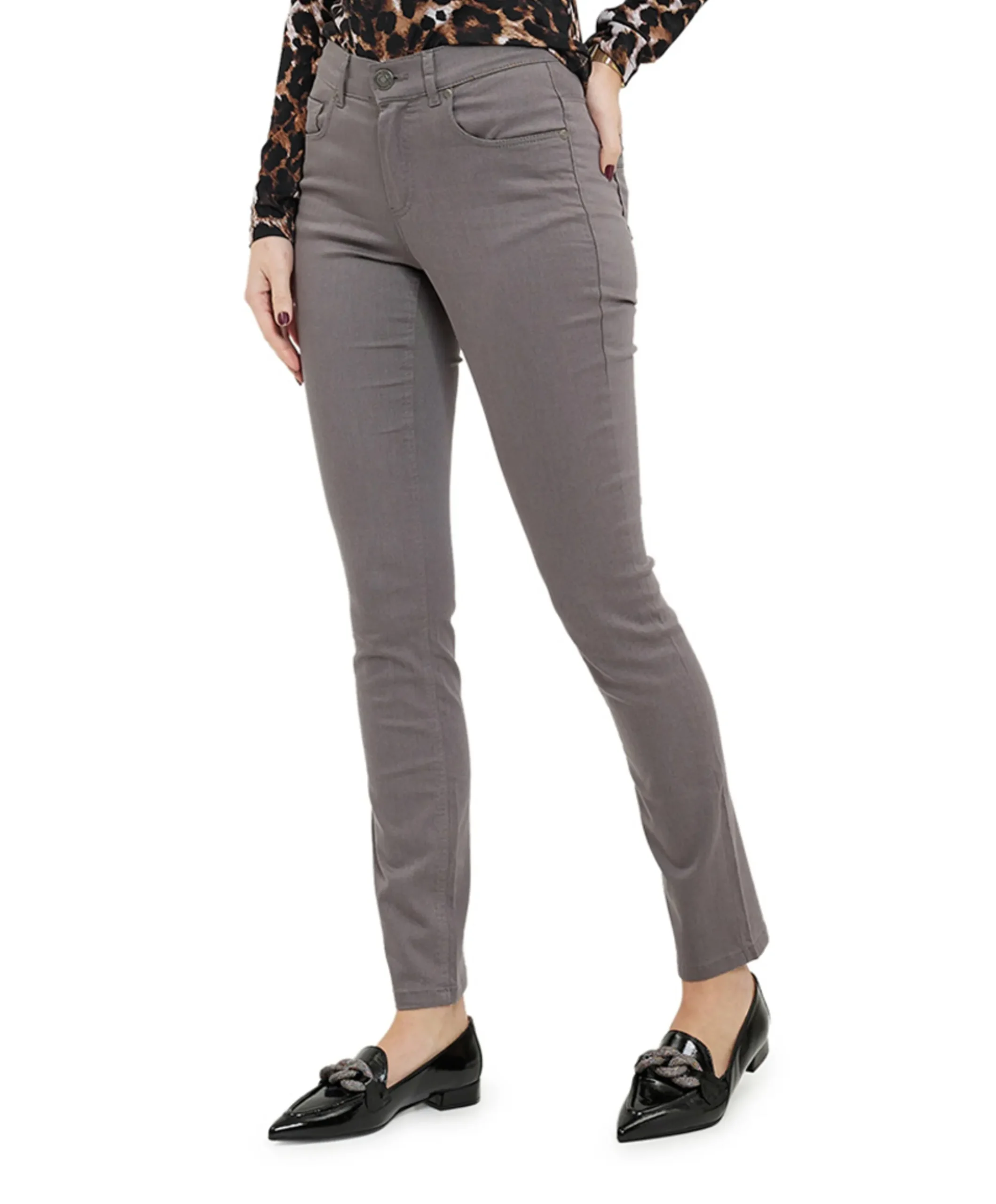 5 Pocket Super Stretch Lang dames broek grijs