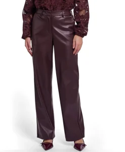 Regular length faux leather dames broek bruin