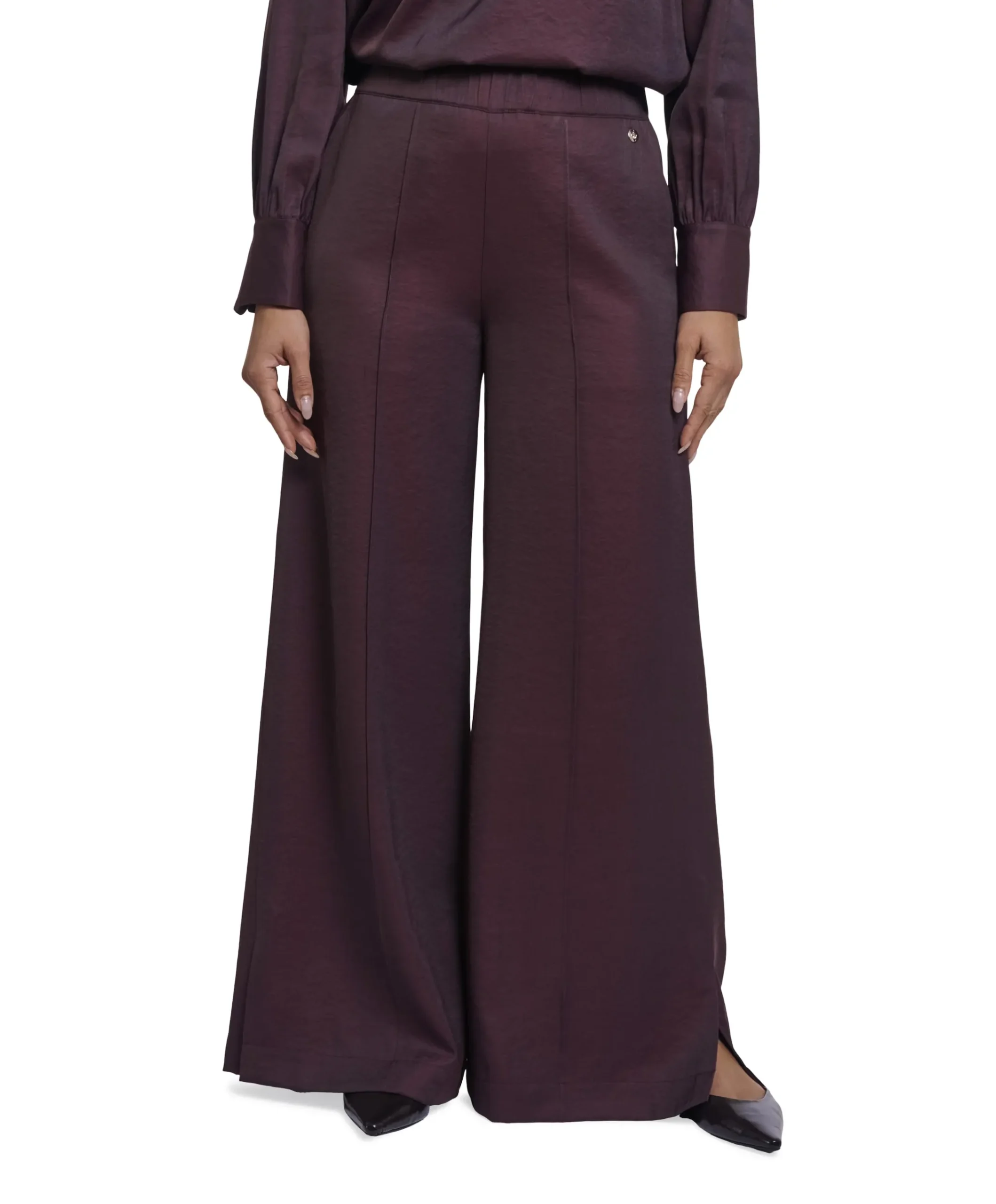 Regular length wide leg dames broek bruin