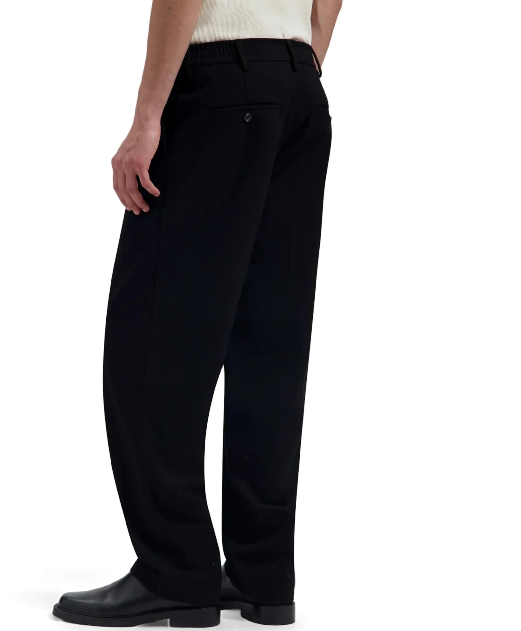 Regular Wool Pleated Pant heren pantalon zwart