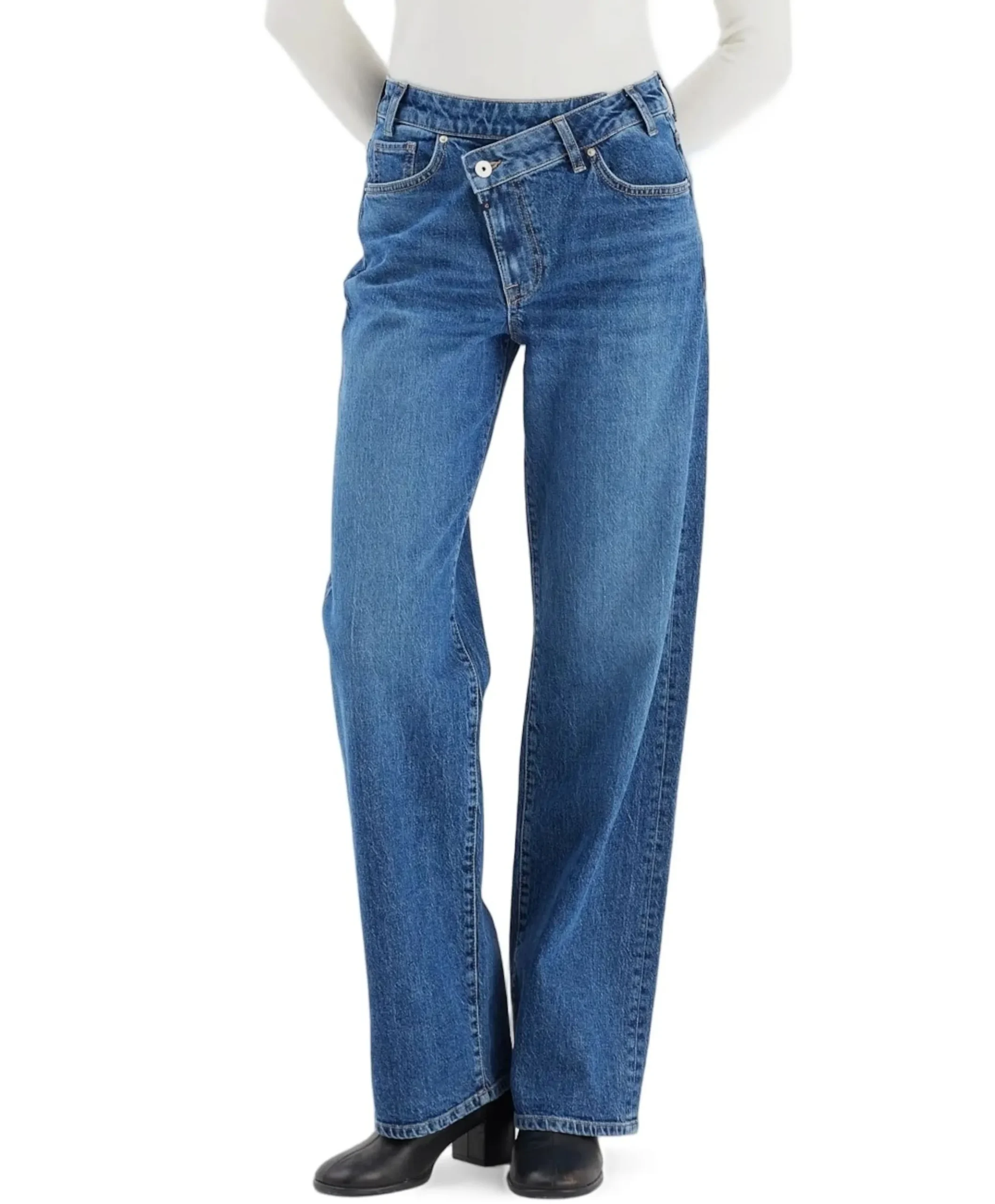 Relaxed straight dames jeans blauw