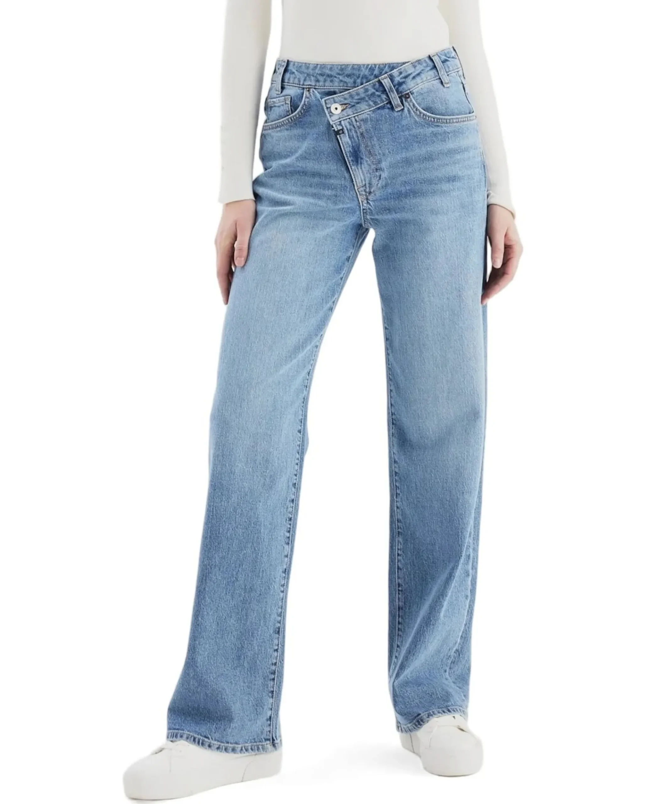 Relaxed straight dames jeans blauw