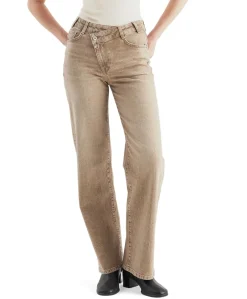 relaxed straight jeans dames jeans beige