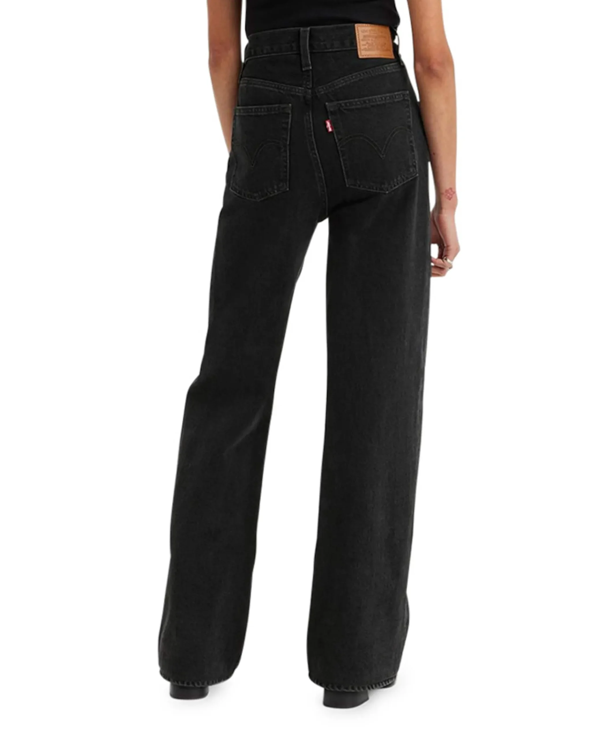 Ribcage wide leg dames jeans zwart
