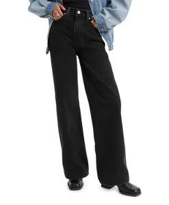 Ribcage wide leg dames jeans zwart