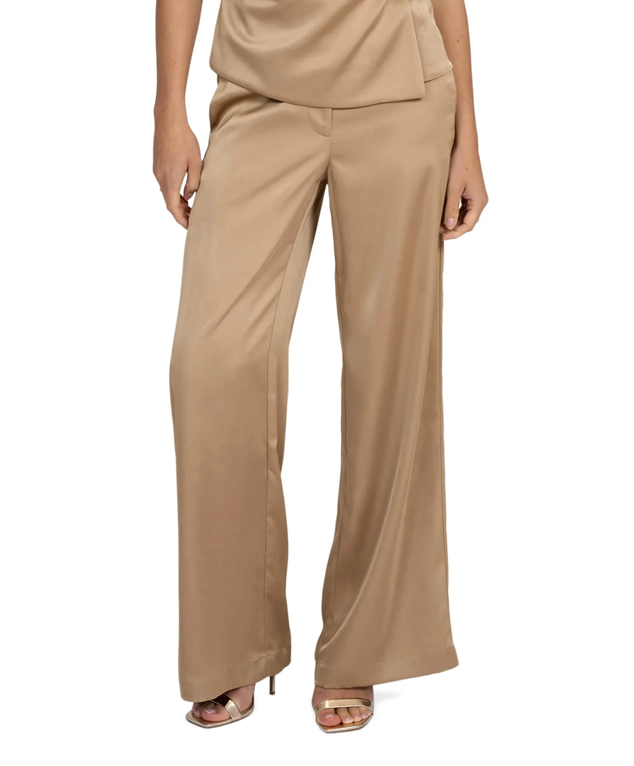 Ribe dames broek beige