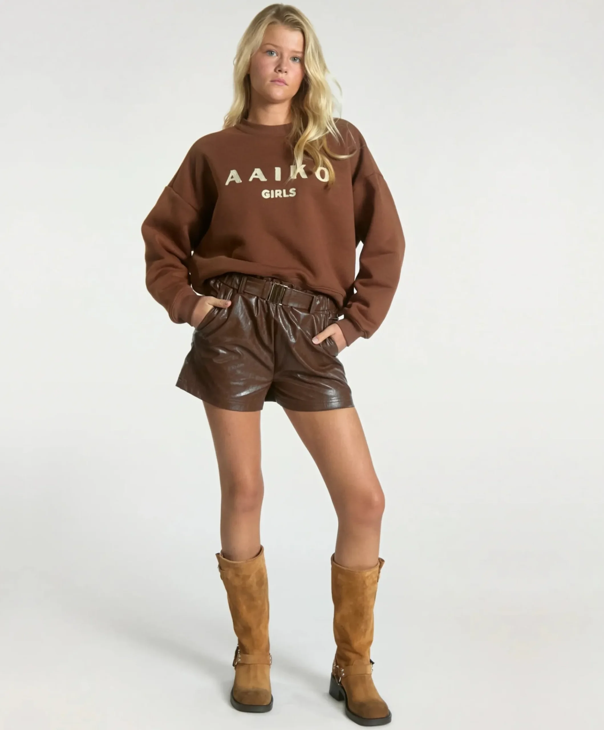 RIKKI PU CO 621 G meisjes korte broek bruin