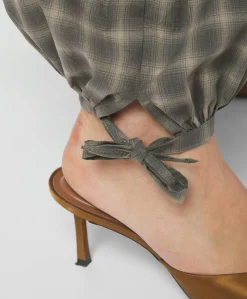 Roxane Balloon Checked dames broek groen