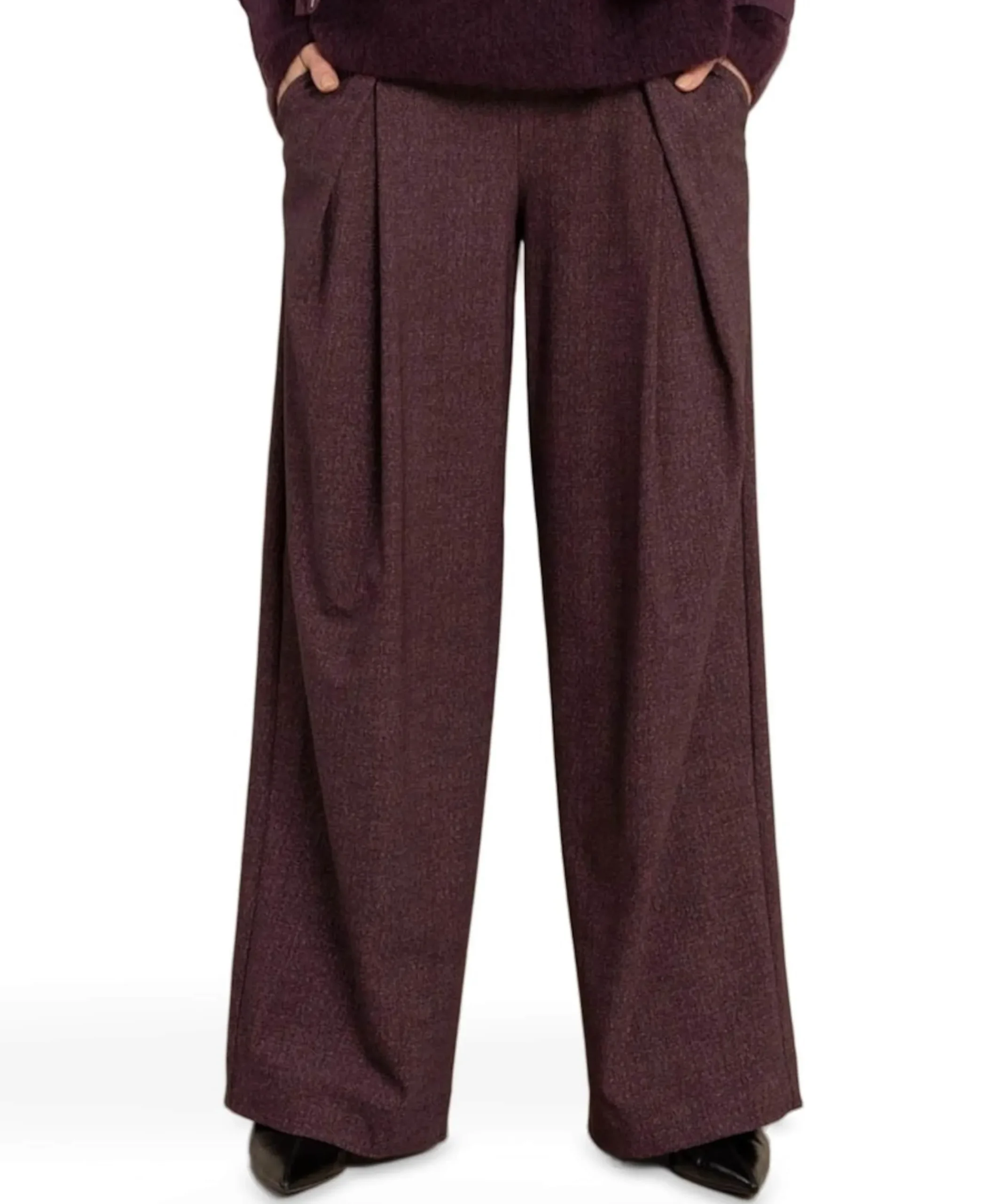 Sari herringbone dames broek bordeaux