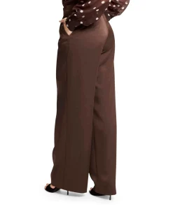 Satin mit geradem Bein dames pantalon bruin