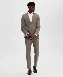 SLHSLIM-OASIS LINEN TRS B NOOS pantalon bruin