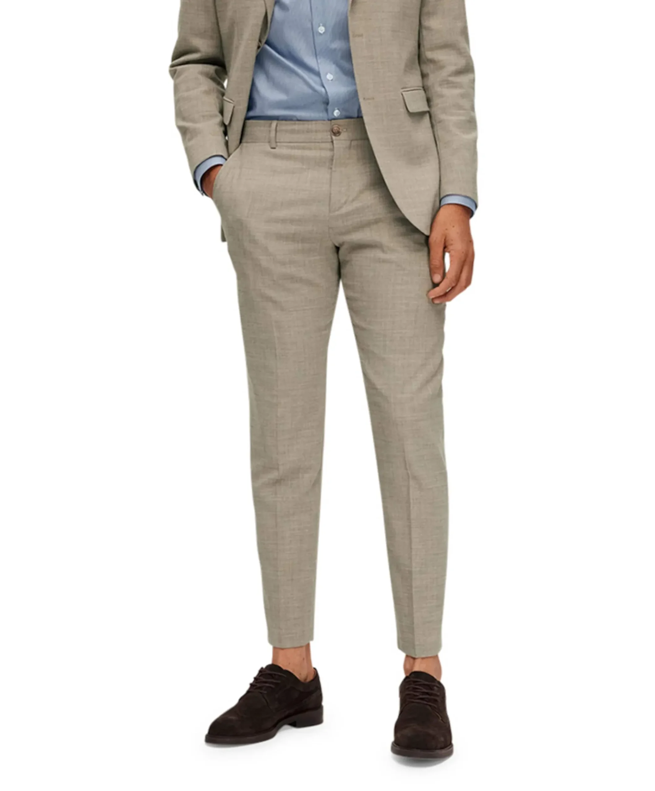 SLHSLIM-OASIS LINEN TRS B NOOS heren pantalon beige