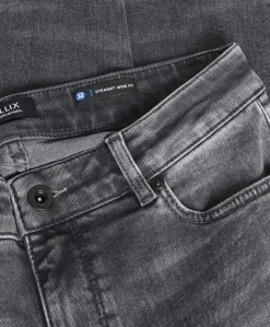 Straight Wide Fit jongens jeans grijs