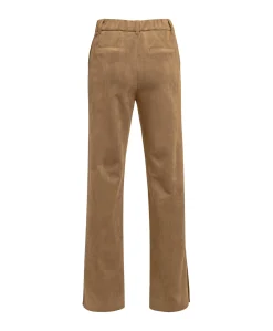 Suede broek met wijde pijpen dames broek bruin