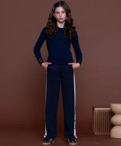 Trackpants buttons meisjes broek blauw