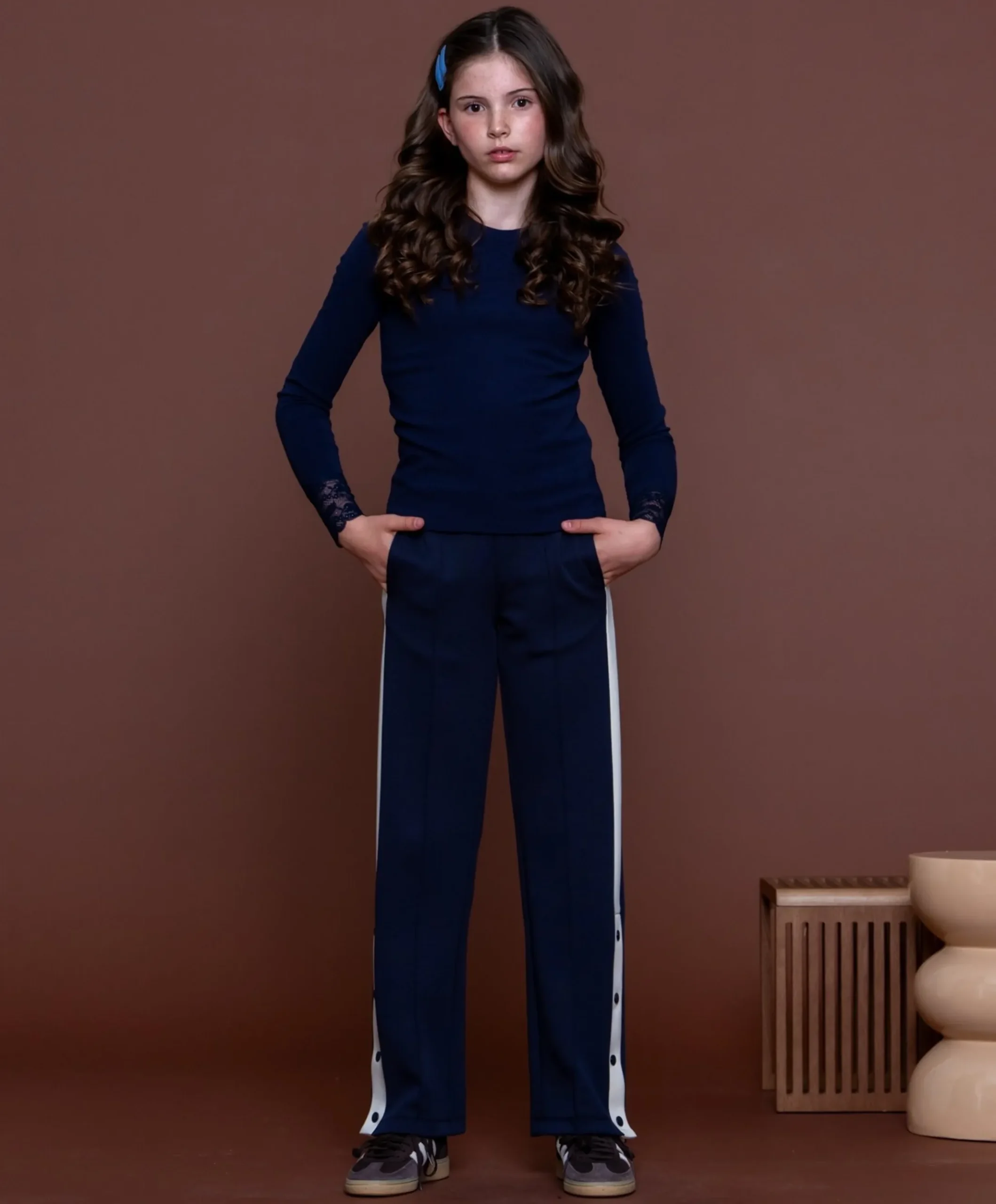 Trackpants buttons meisjes broek blauw